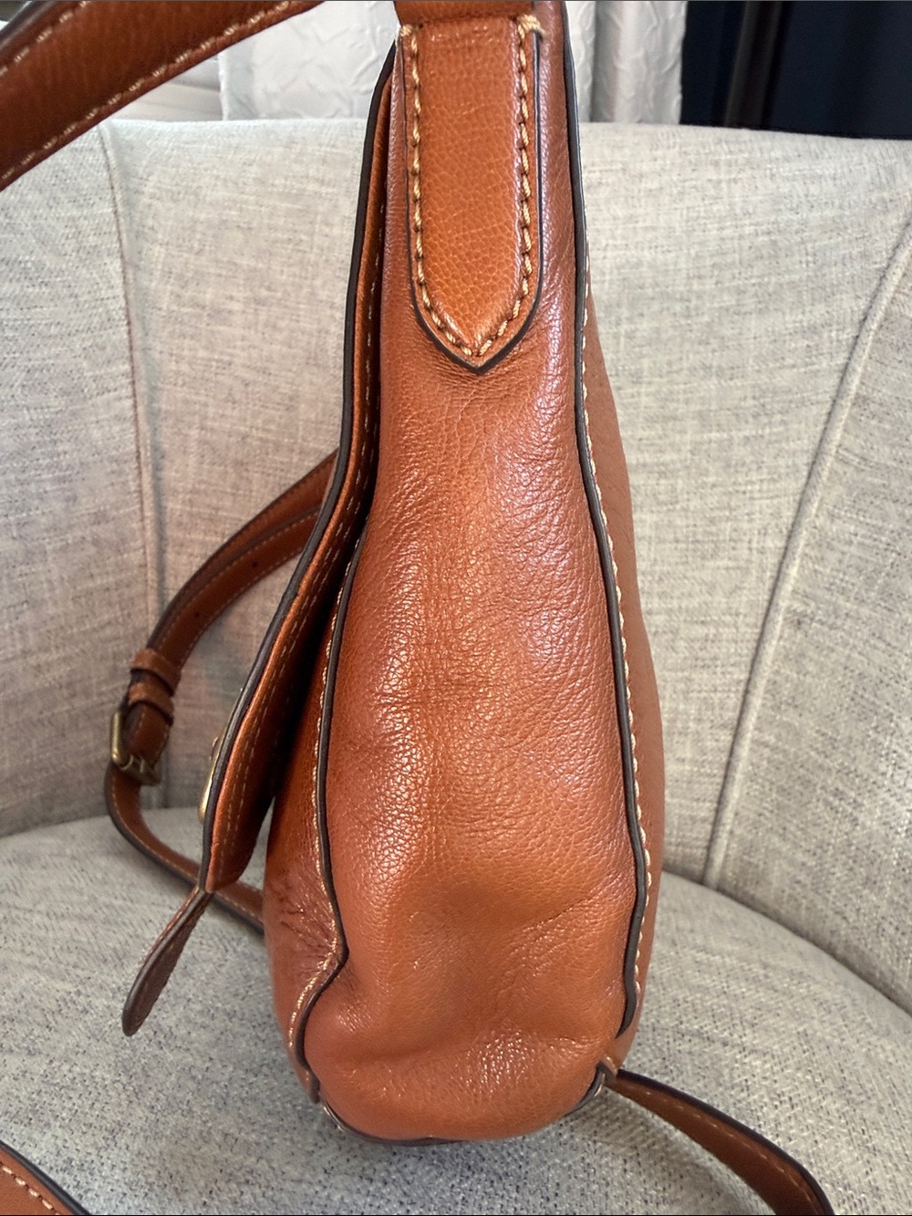 FRYE Timeless Leather Crossbody Bag in Cognac - Picture 7 of 16